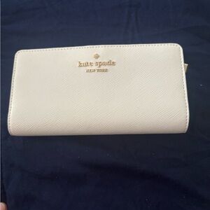 Kate Spade Saffiano Leather Cream Wallet with Gold Hardware